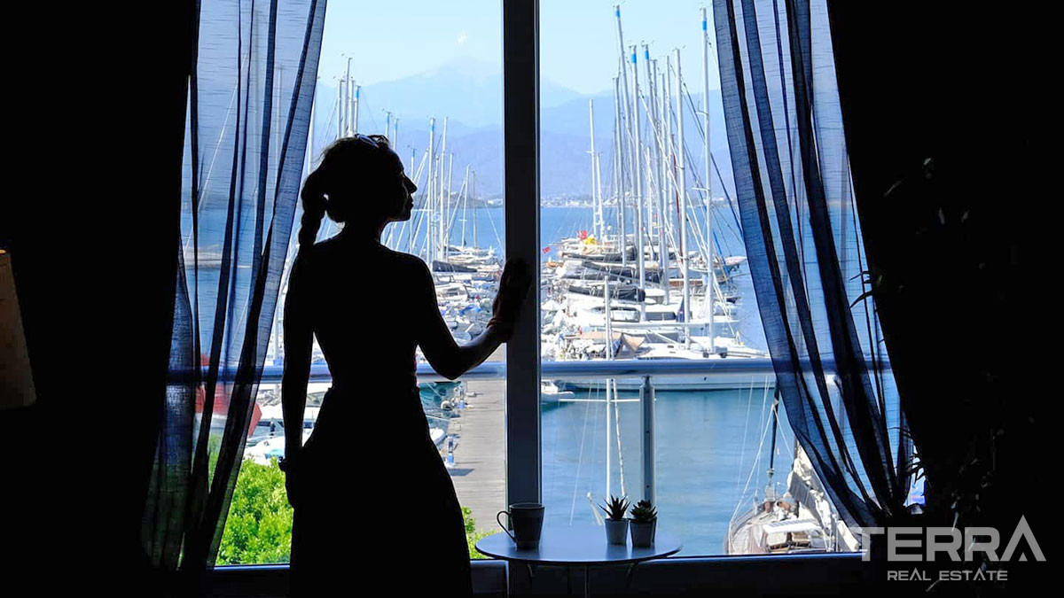Mieszkanie z 1 sypialnią i widokiem na morze w centrum Fethiye - 59703