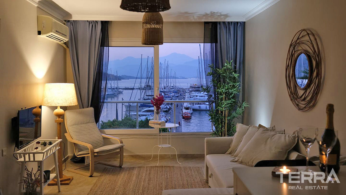 Mieszkanie z 1 sypialnią i widokiem na morze w centrum Fethiye - 59706