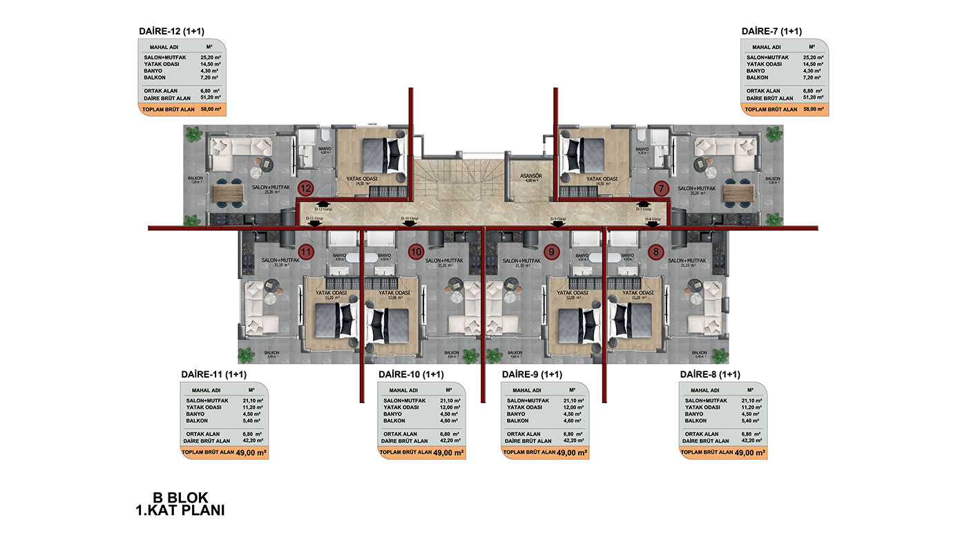 Apartments Surrounded by Nature, 2,5 km from the Beach in Oba Alanya - 61548