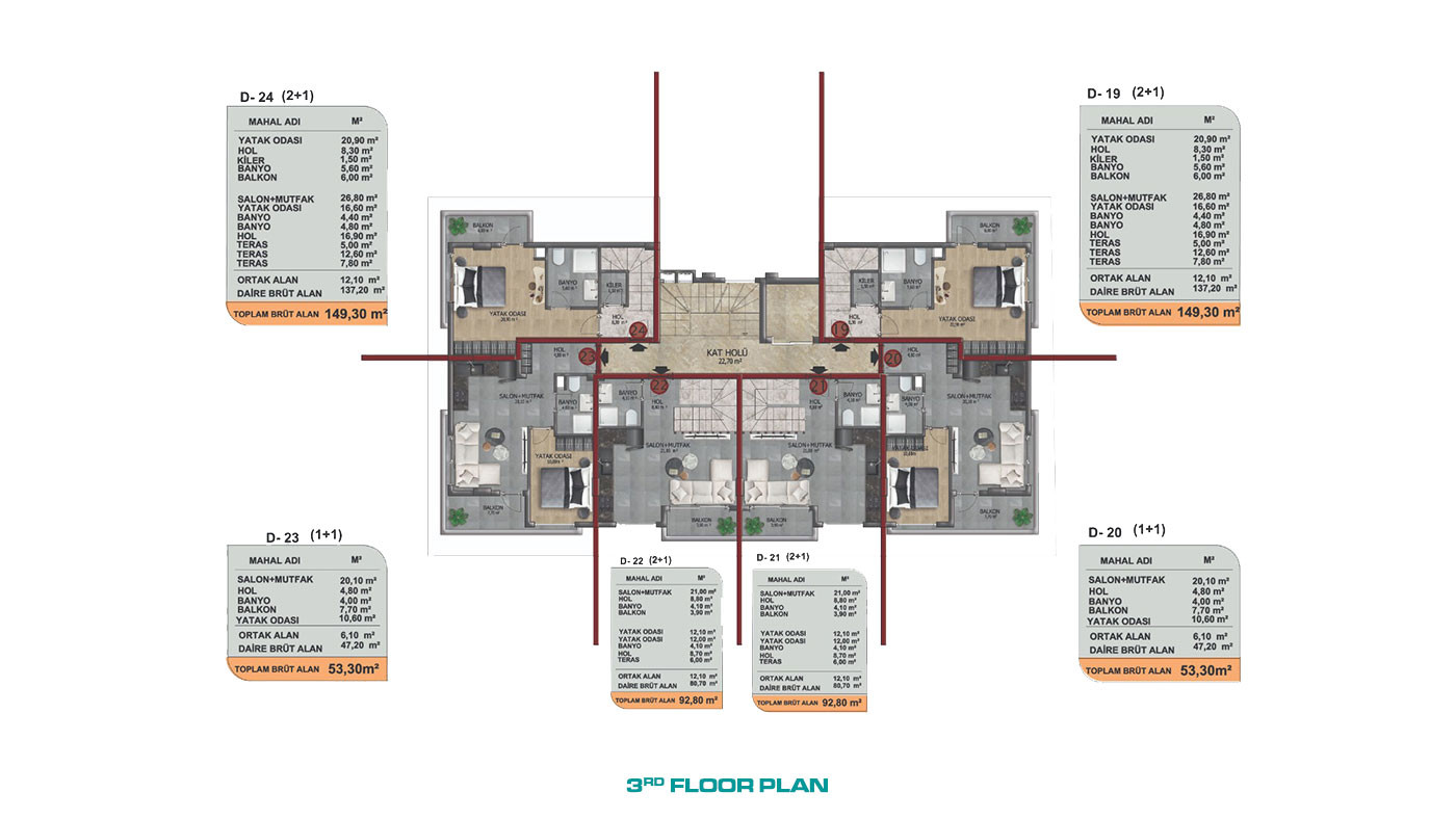 High-End Apartments in Alanya Oba with Rich Complex Features - 61436