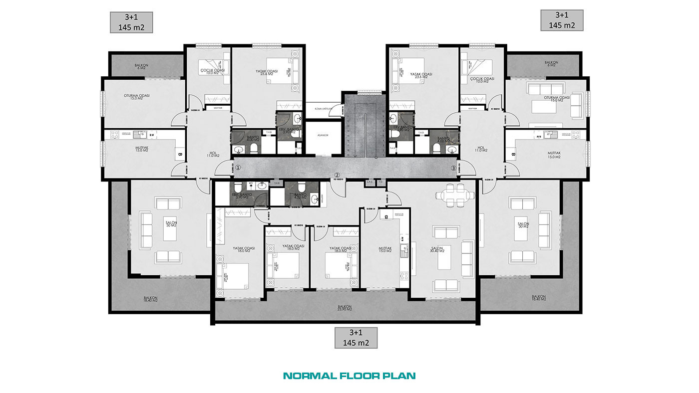 Well-Sized Luxury Apartments in Peaceful Area in Alanya Oba - 61897