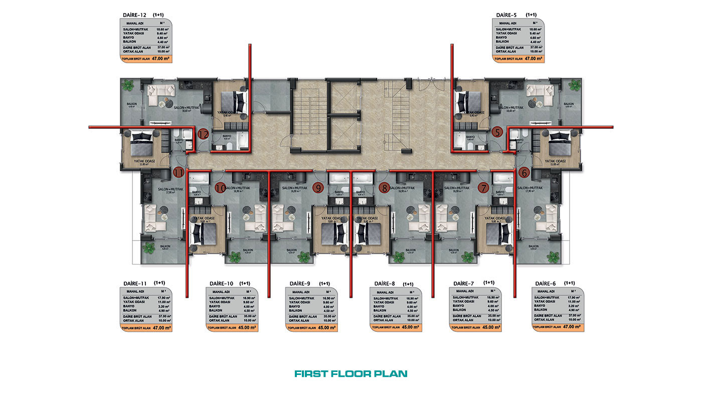 Sea View Apartments with Luxury Amenities in Alanya Demirtaş - 62625