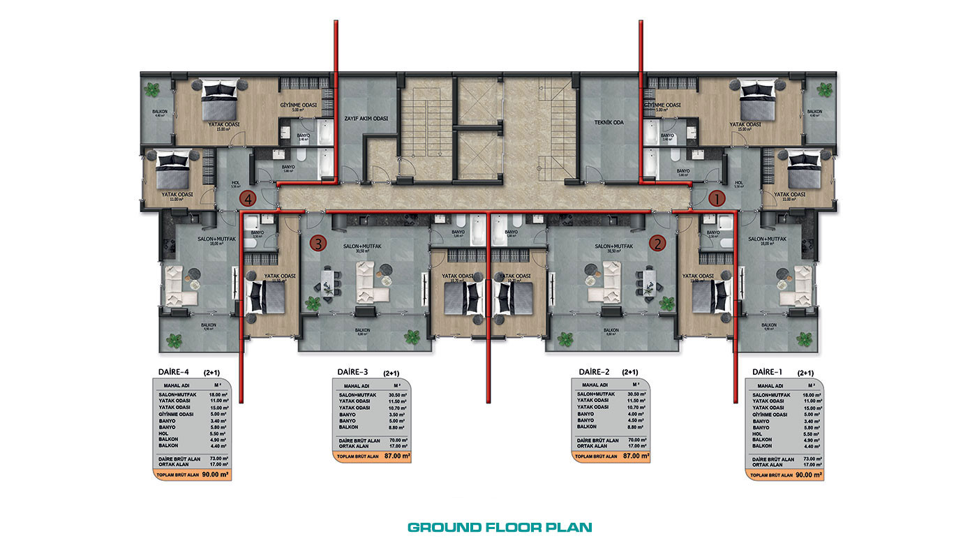 Sea View Apartments with Luxury Amenities in Alanya Demirtaş - 62626