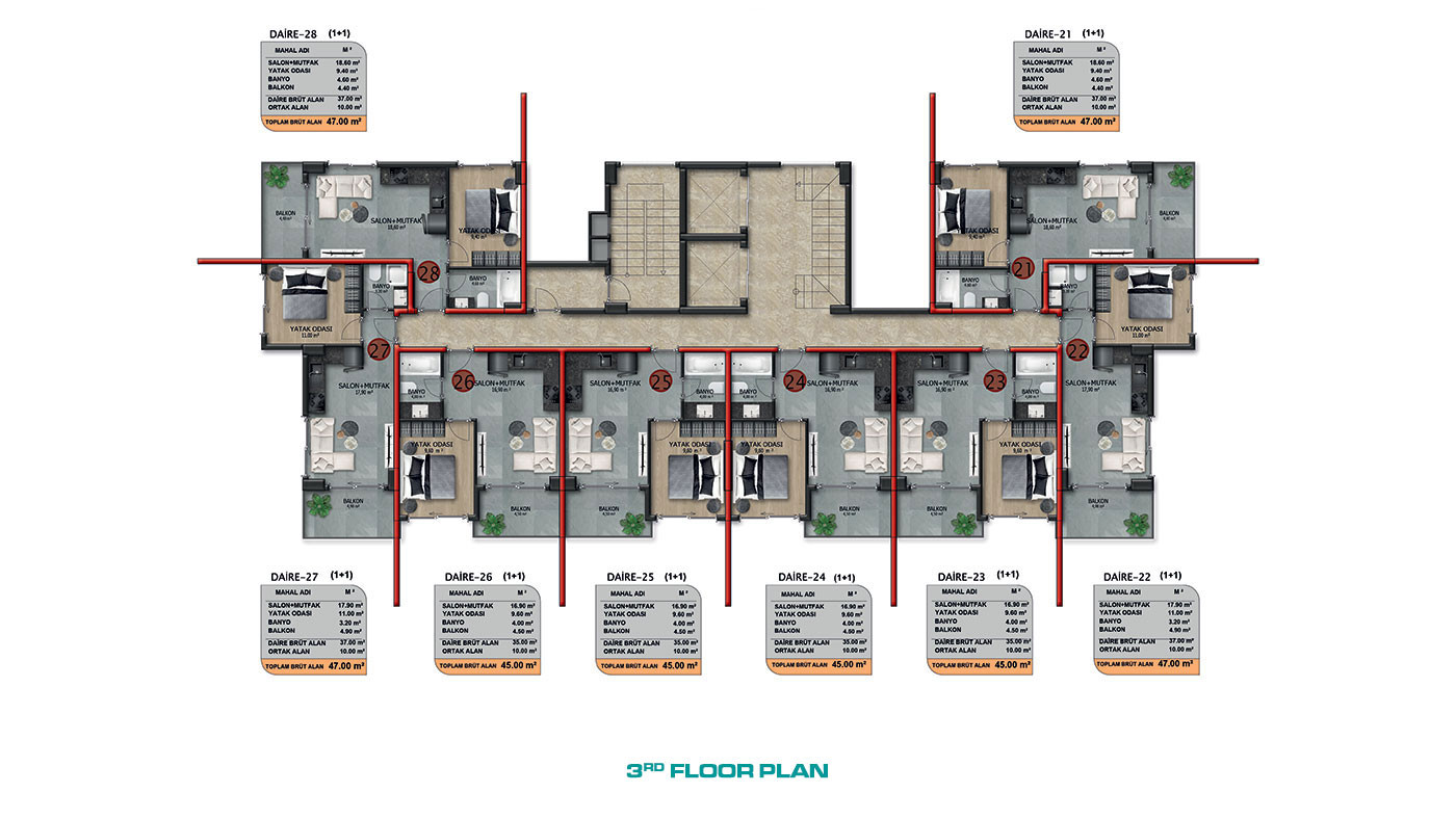 Sea View Apartments with Luxury Amenities in Alanya Demirtaş - 62628