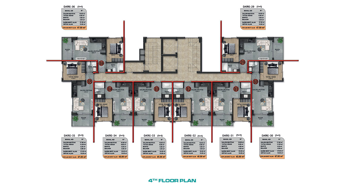 Sea View Apartments with Luxury Amenities in Alanya Demirtaş - 62629