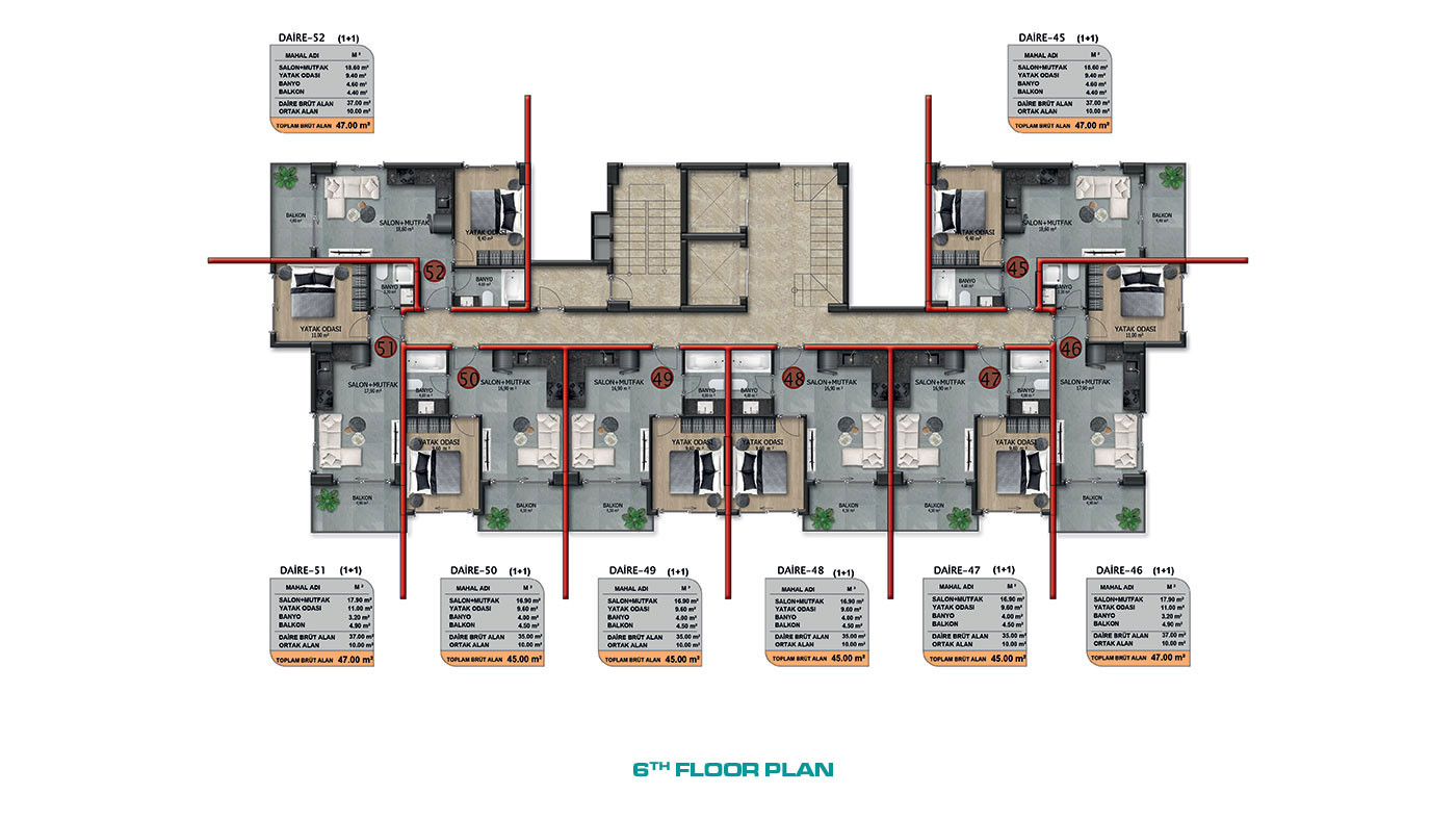 Sea View Apartments with Luxury Amenities in Alanya Demirtaş - 62631