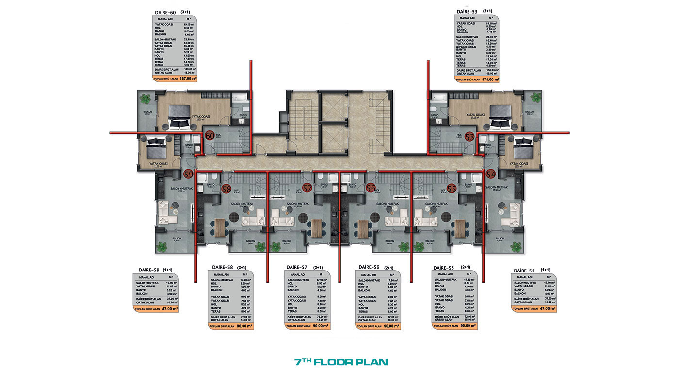 Sea View Apartments with Luxury Amenities in Alanya Demirtaş - 62632