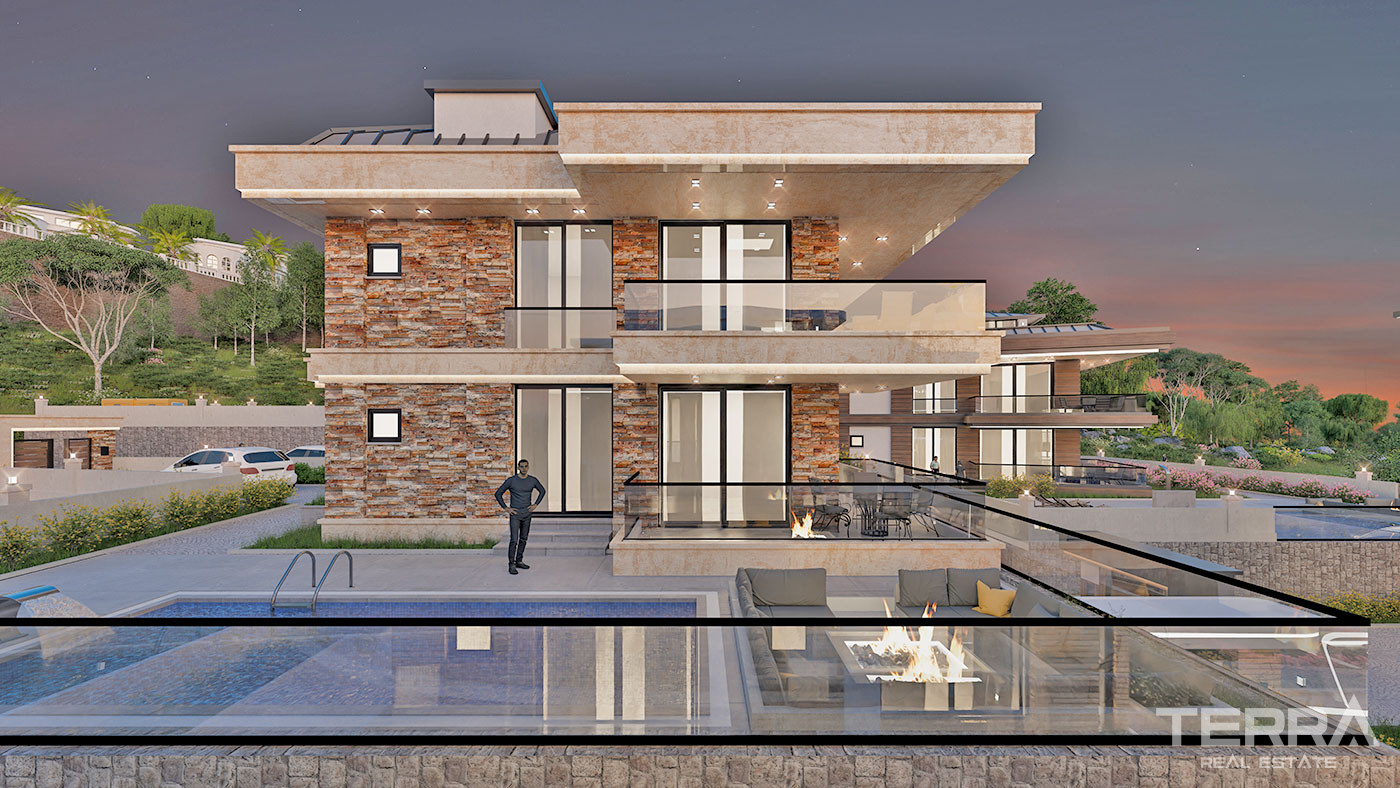 High Quality Villas with Private Pool and Elevator in Yeşilöz, Alanya - 63849