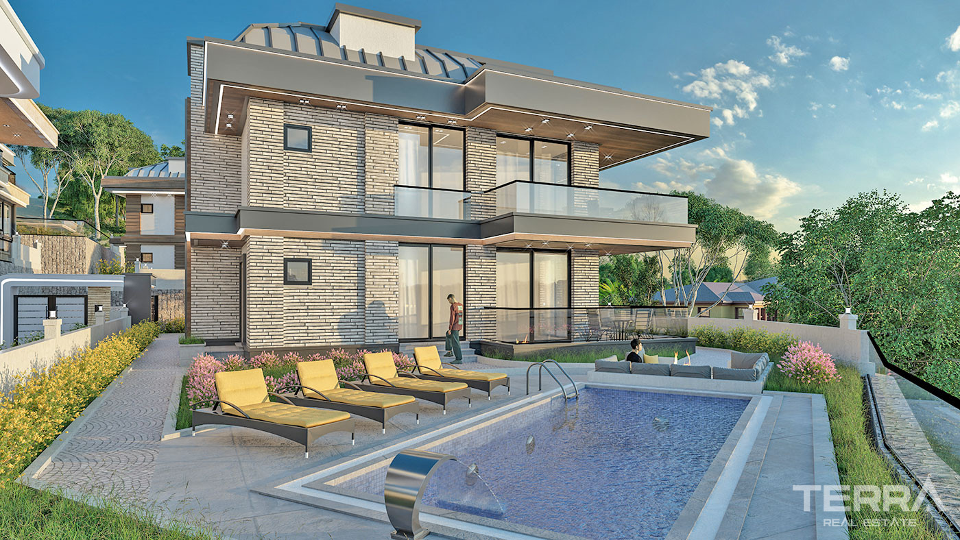 High Quality Villas with Private Pool and Elevator in Yeşilöz, Alanya - 63854