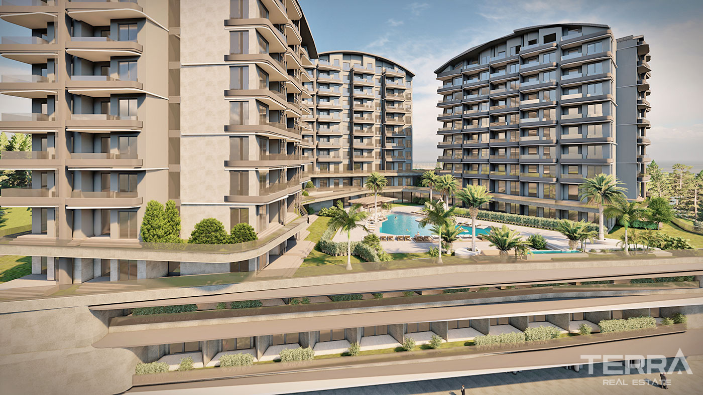 Apartamenty z widokiem na morze w Okurcalar w pobliżu Avsallar - 64860