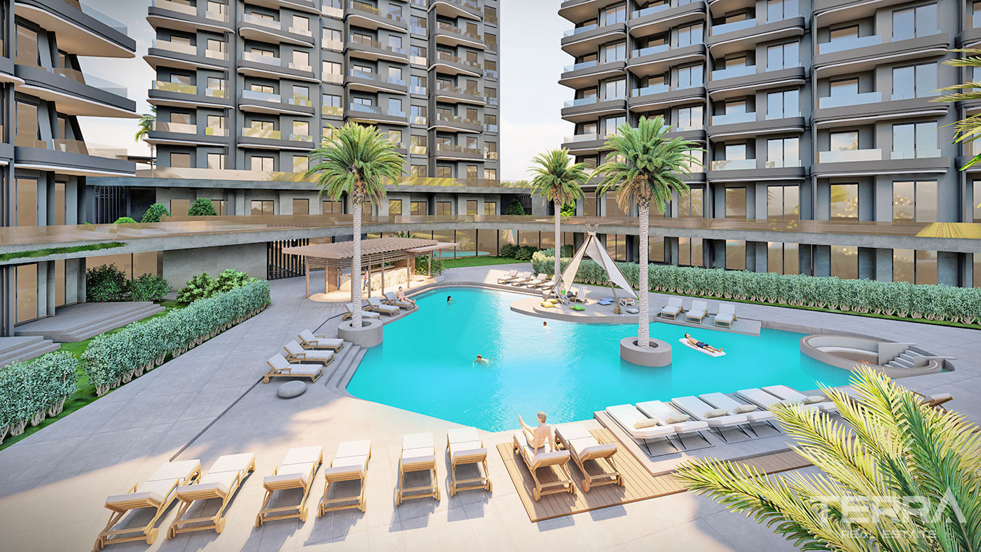 Apartamenty z widokiem na morze w Okurcalar w pobliżu Avsallar - 64864