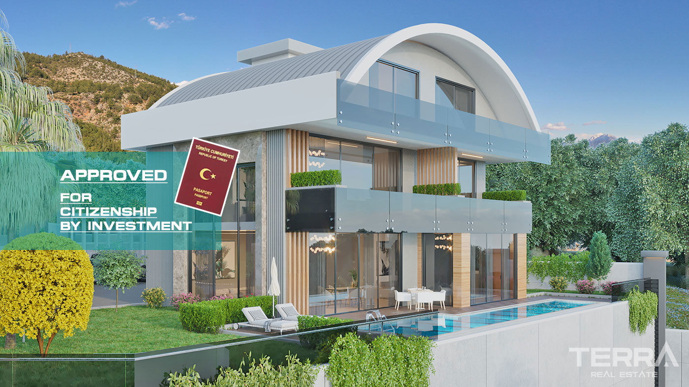 Modernly Designed Villas in Tepe, Alanya with Sea and Castle Views