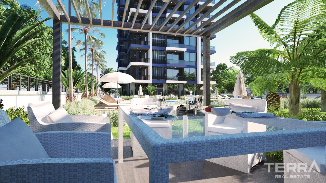 Apartamenty z widokiem na morze i zamek w Alanyi, Mahmutlar 20 m od plaży - 66223
