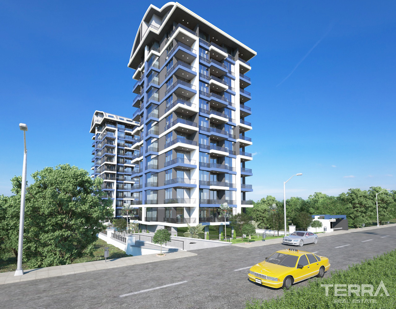 Apartamenty z widokiem na morze i zamek w Alanyi, Mahmutlar 20 m od plaży - 66224