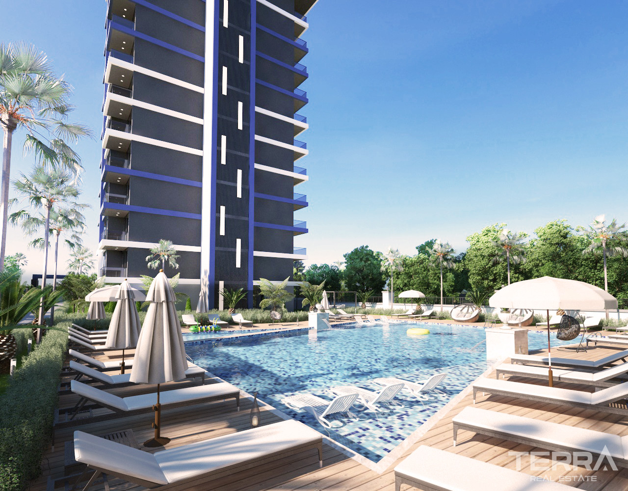 Apartamenty z widokiem na morze i zamek w Alanyi, Mahmutlar 20 m od plaży - 66228