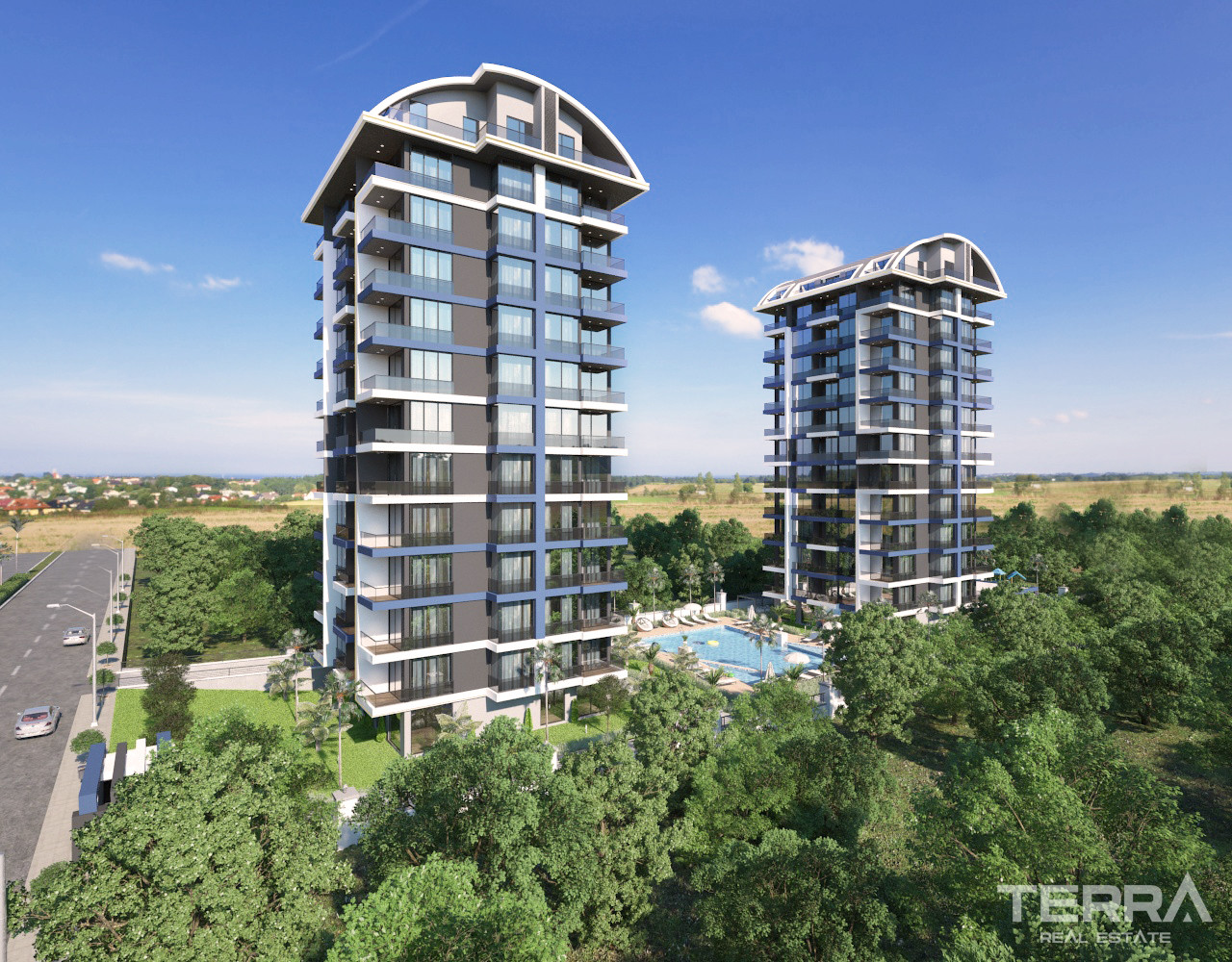 Apartamenty z widokiem na morze i zamek w Alanyi, Mahmutlar 20 m od plaży - 66229