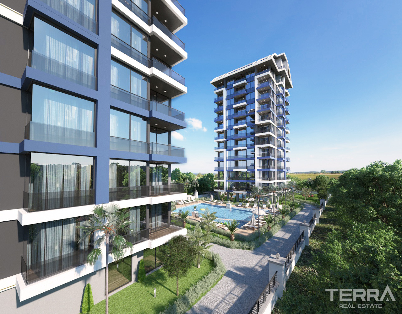 Apartamenty z widokiem na morze i zamek w Alanyi, Mahmutlar 20 m od plaży - 66230