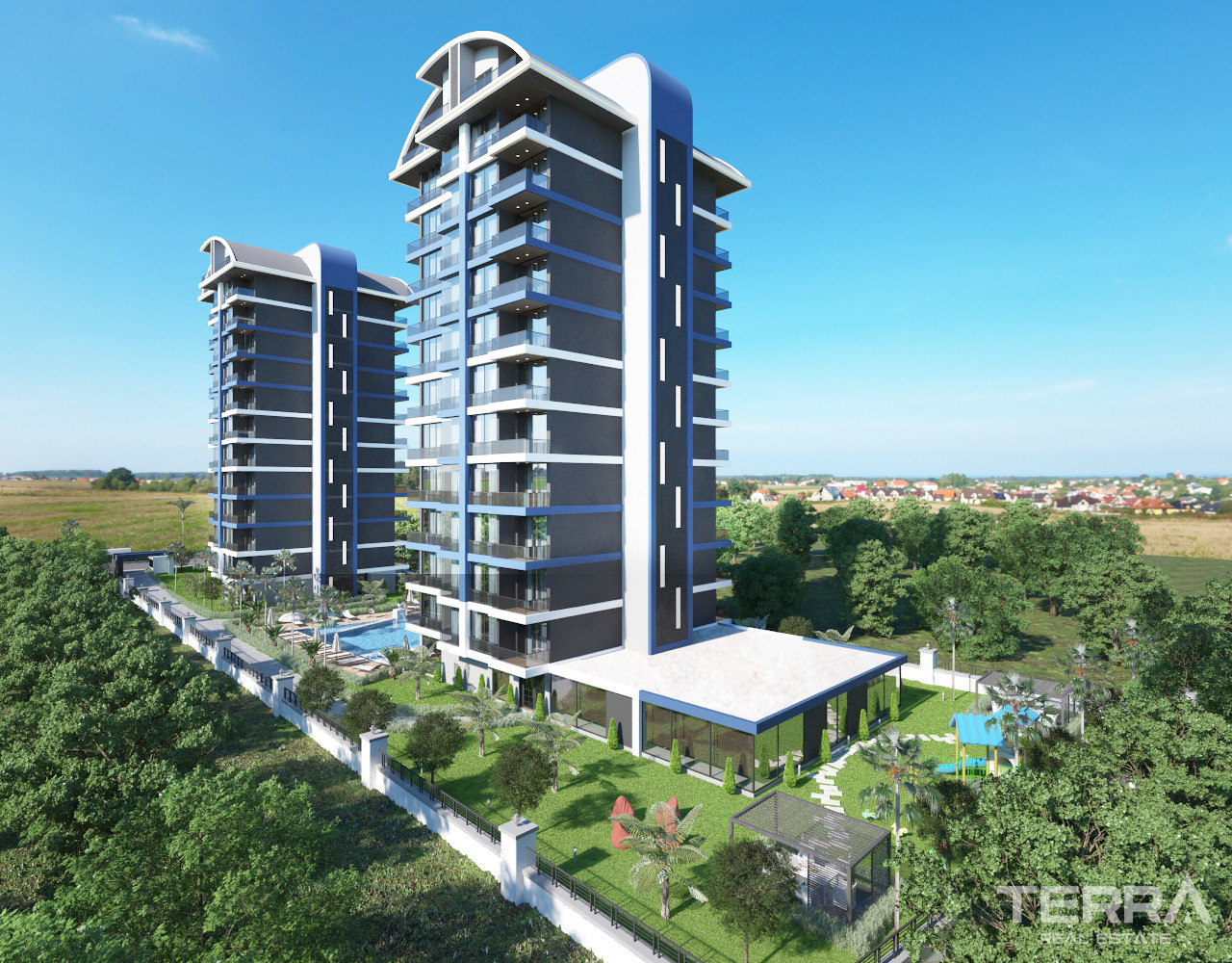 Apartamenty z widokiem na morze i zamek w Alanyi, Mahmutlar 20 m od plaży - 66231