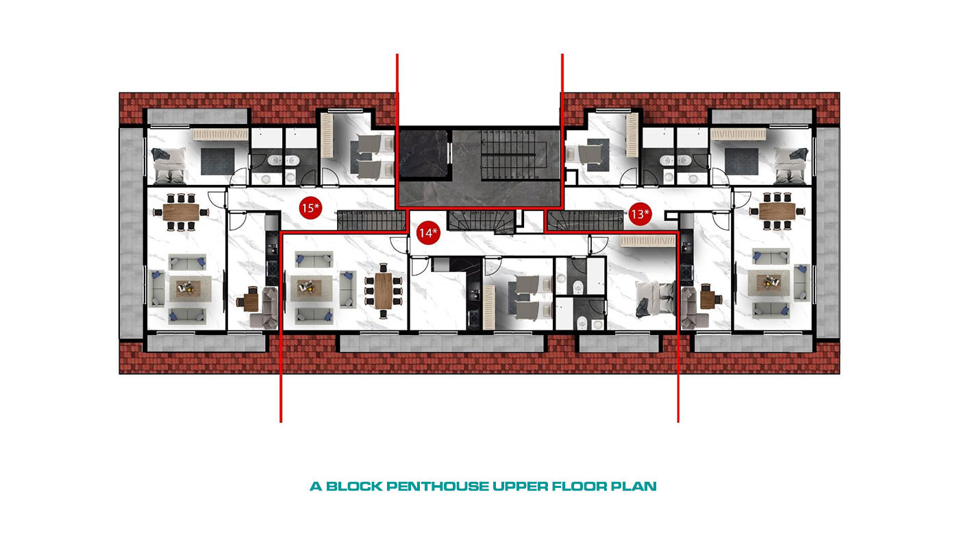 Modern Luxury Flats in Oba, Alanya with Joyful Social Facilities - 68167