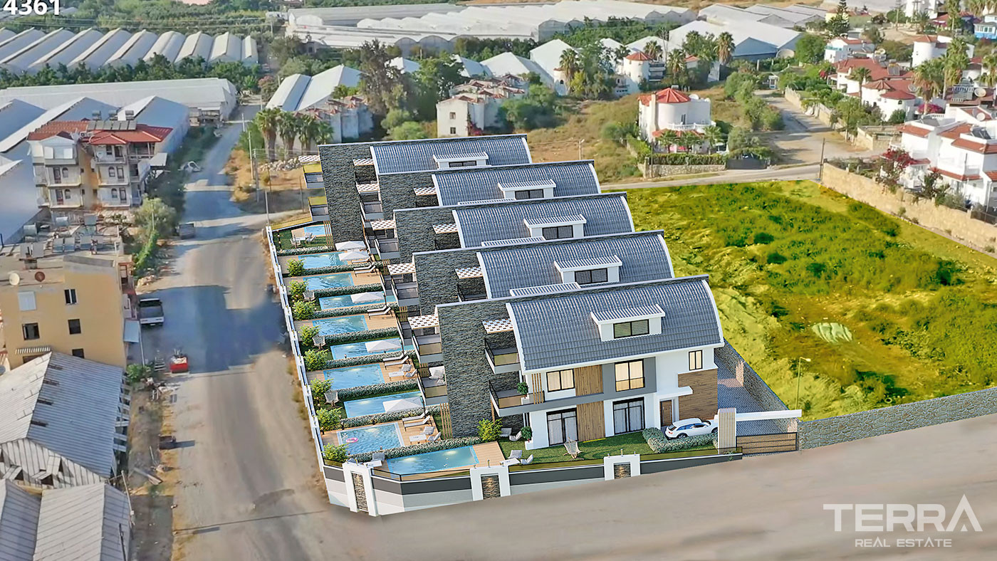 Semi-Detached Alanya Villas with Private Pool in Avsallar - 68545