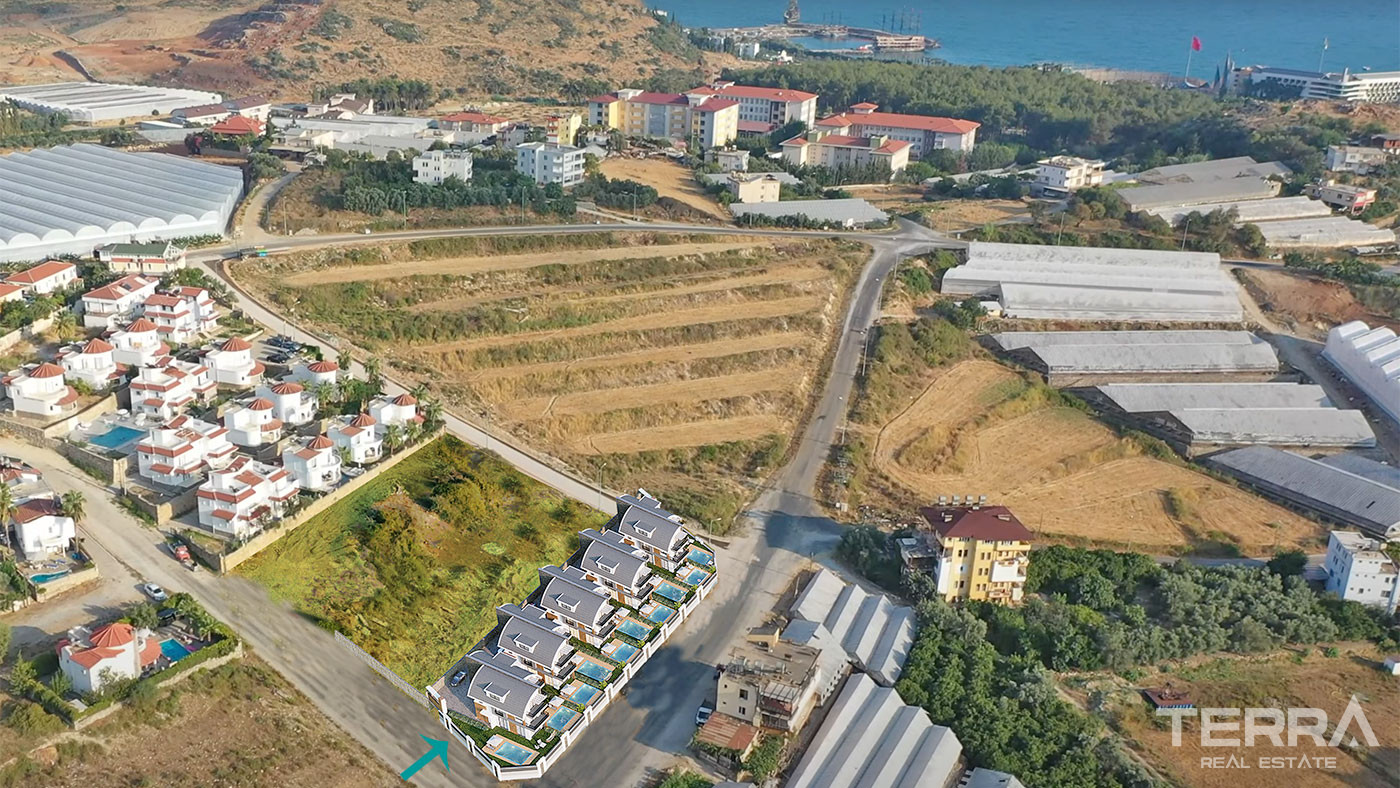 Semi-Detached Alanya Villas with Private Pool in Avsallar - 68548