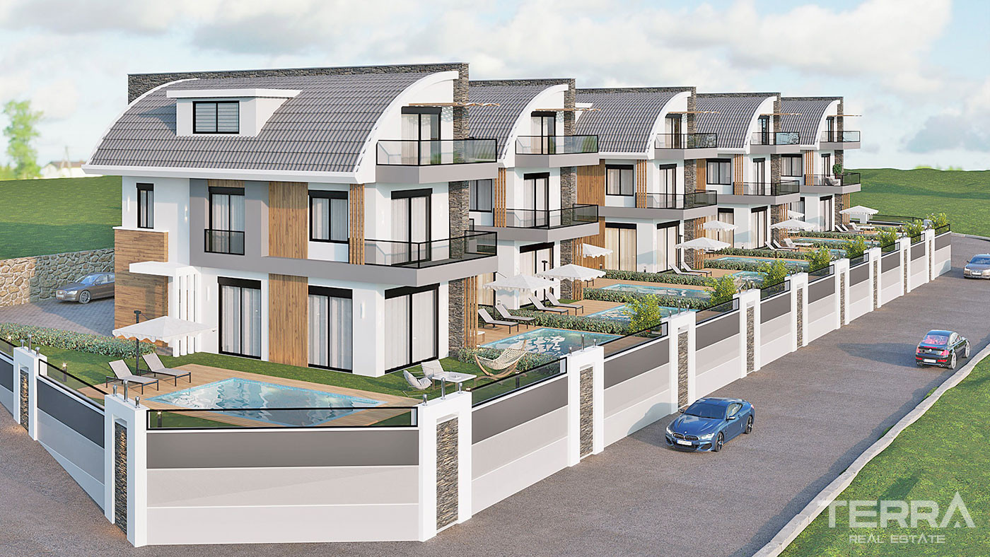 Semi-Detached Alanya Villas with Private Pool in Avsallar - 68551