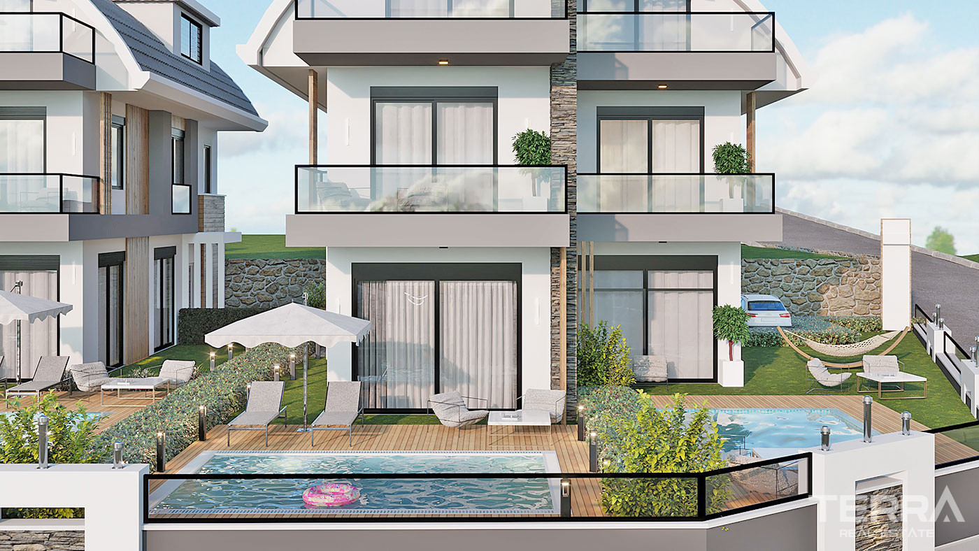 Semi-Detached Alanya Villas with Private Pool in Avsallar - 68553