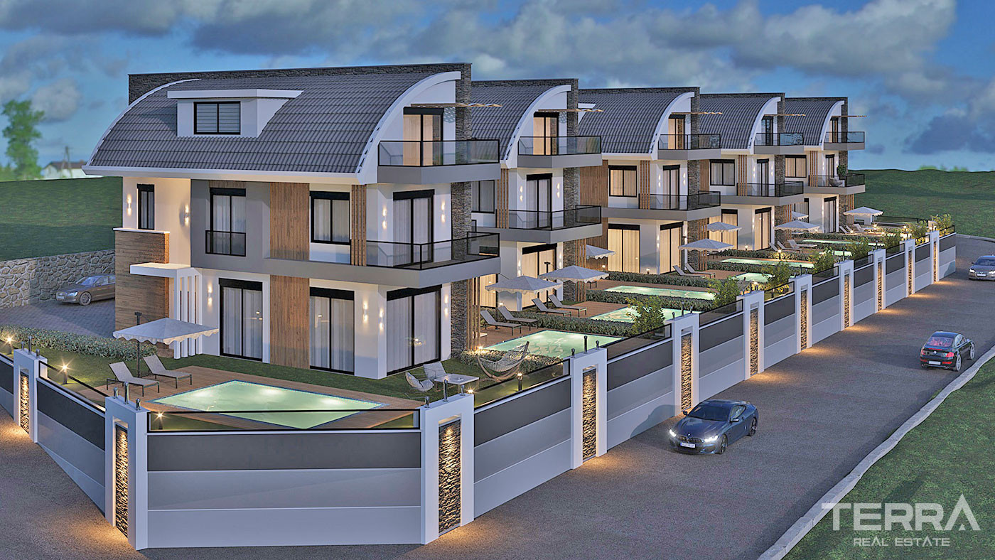 Semi-Detached Alanya Villas with Private Pool in Avsallar - 68554
