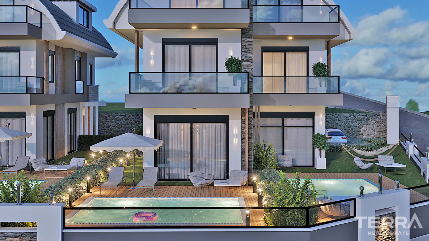 Semi-Detached Alanya Villas with Private Pool in Avsallar - 68555
