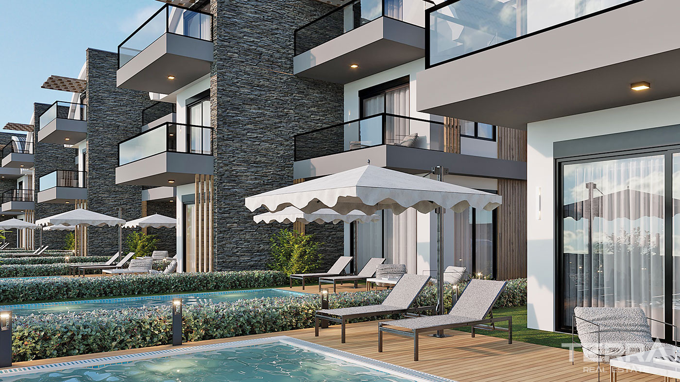 Semi-Detached Alanya Villas with Private Pool in Avsallar - 68558