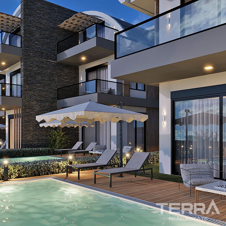 Semi-Detached Alanya Villas with Private Pool in Avsallar - 68560