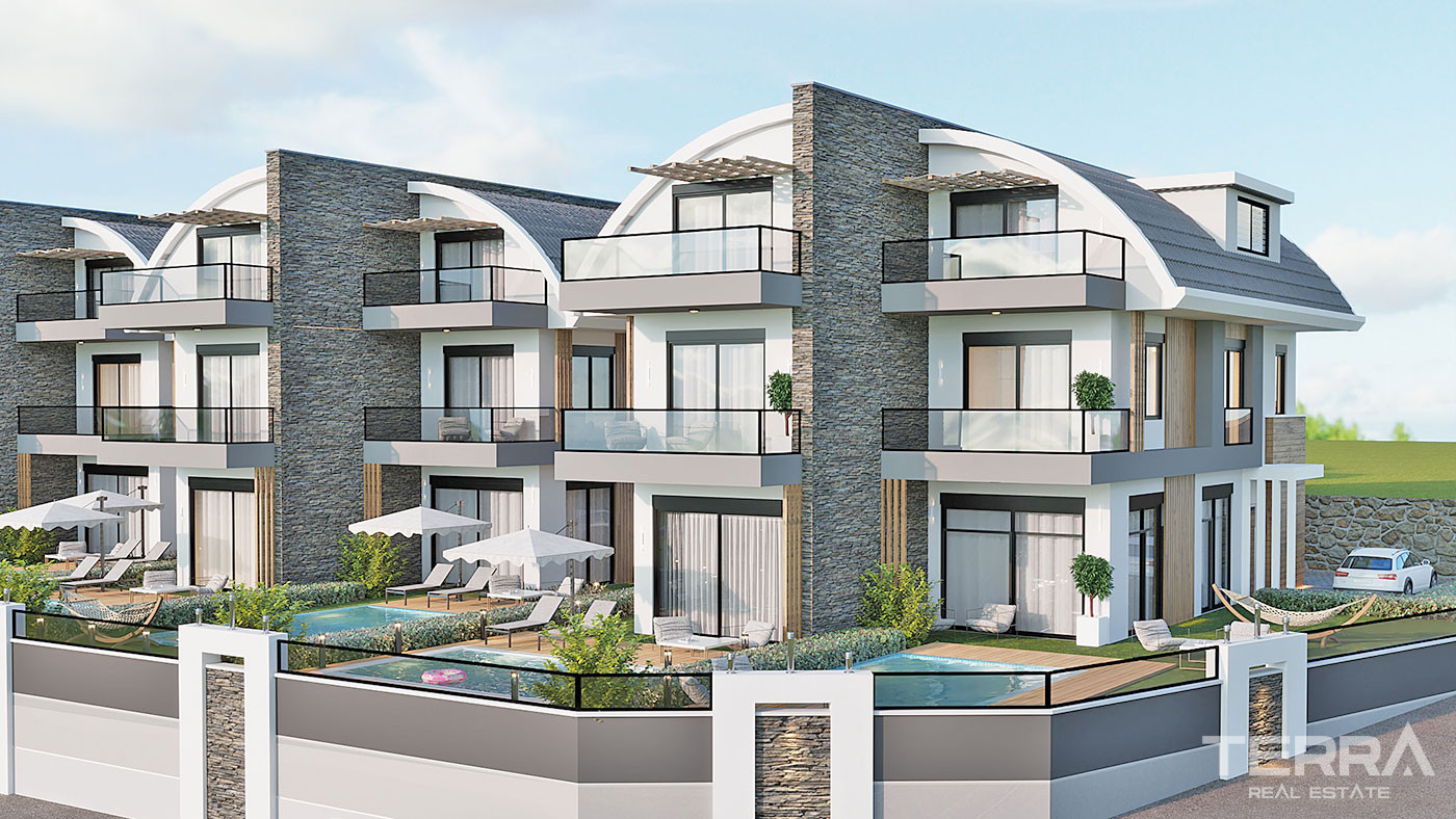 Semi-Detached Alanya Villas with Private Pool in Avsallar - 68561
