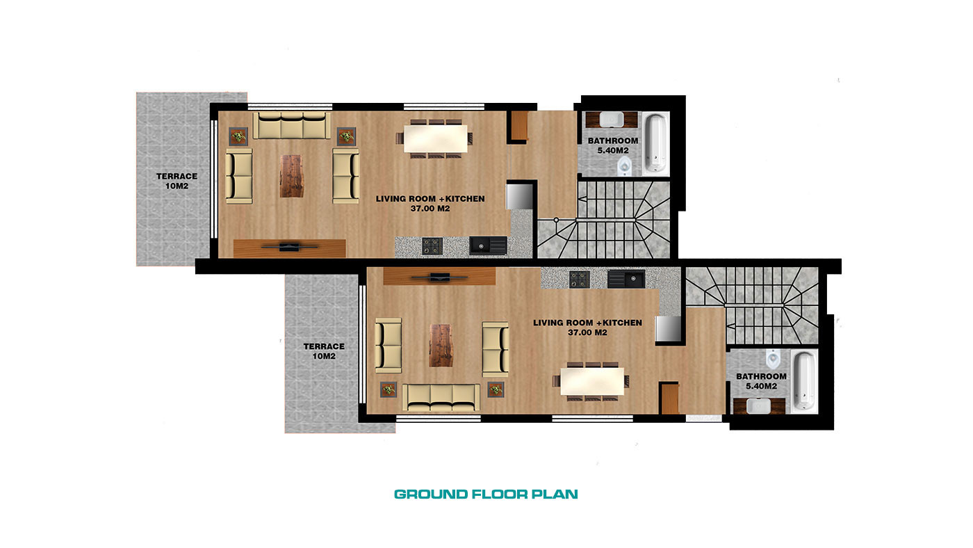 Semi-Detached Alanya Villas with Private Pool in Avsallar - 68563
