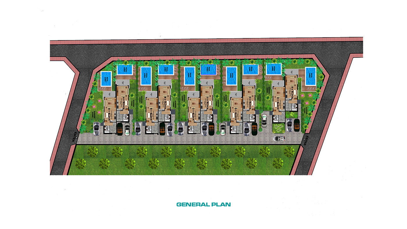 Semi-Detached Alanya Villas with Private Pool in Avsallar - 68566