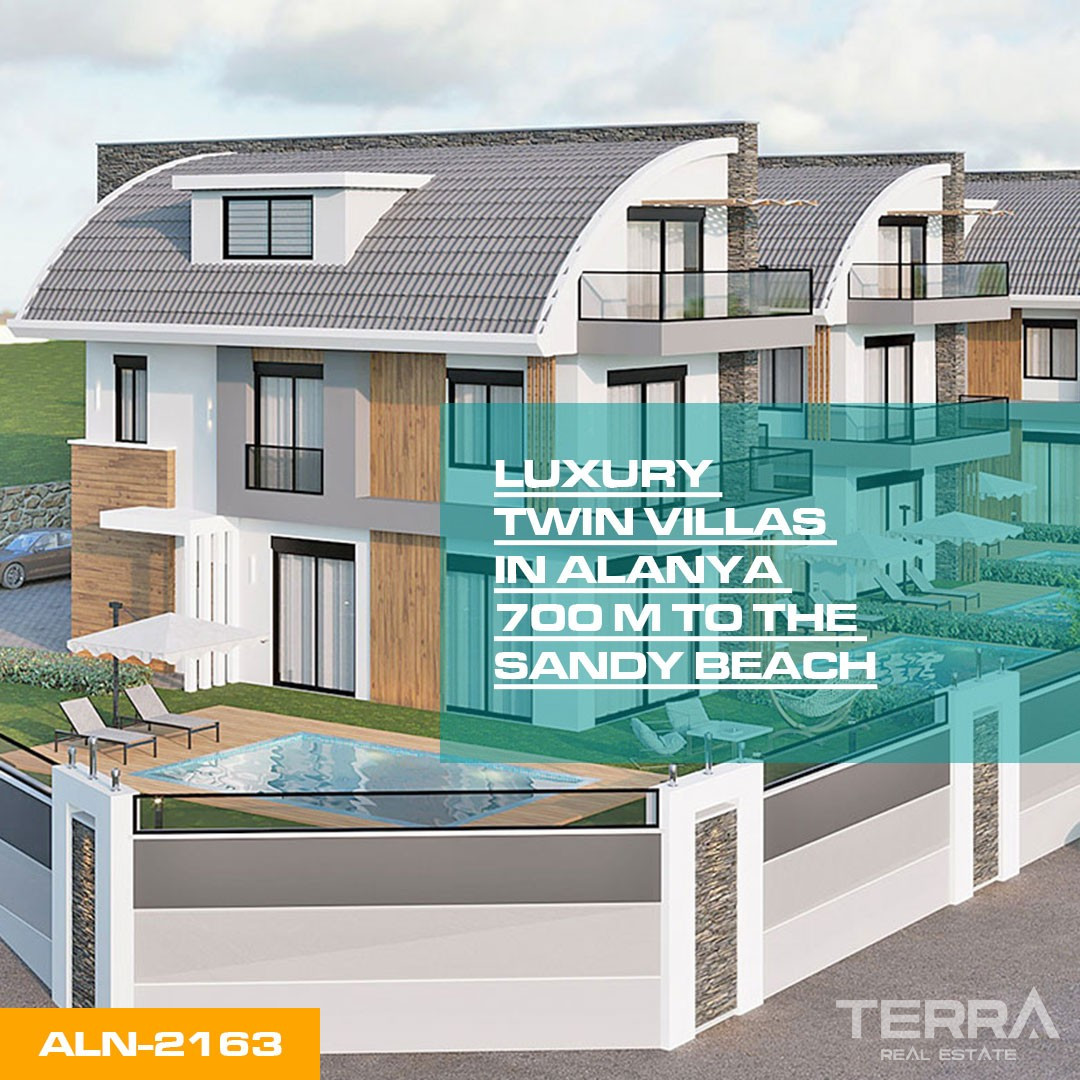 Semi-Detached Alanya Villas with Private Pool in Avsallar - 73115