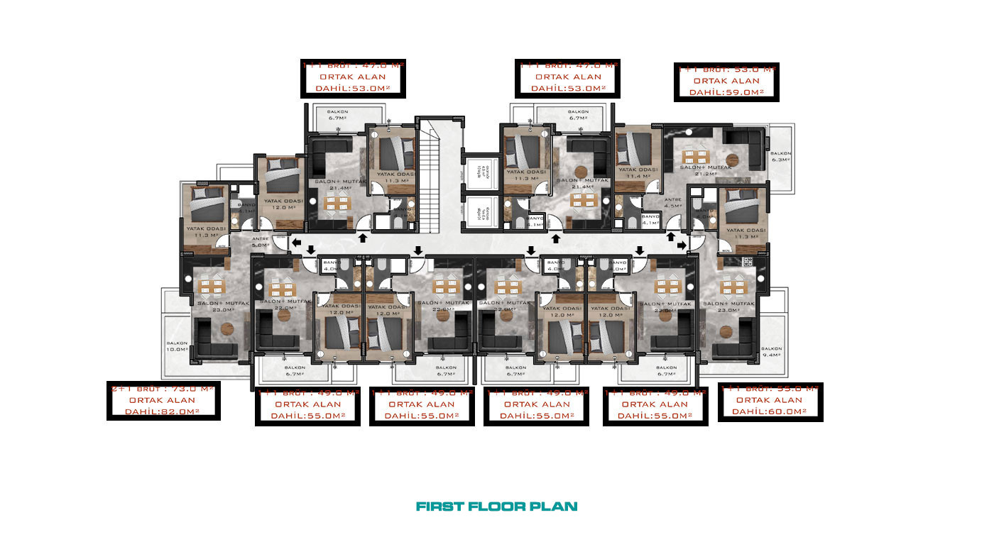 Centrally Located Luxury Apartments Close to the Beach in Oba, Alanya - 68598