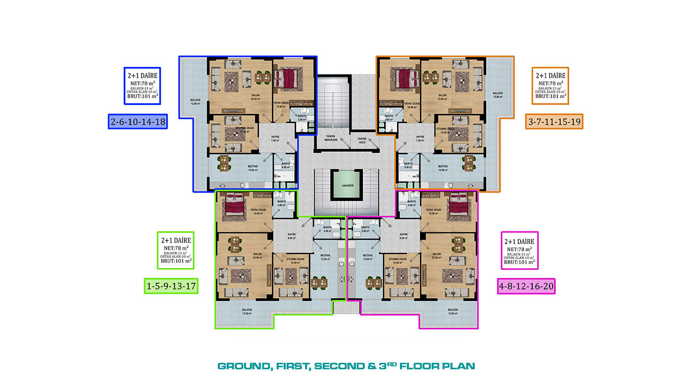 Luxury Flats for Sale in Alanya Oba Suitable for Investment - 68785