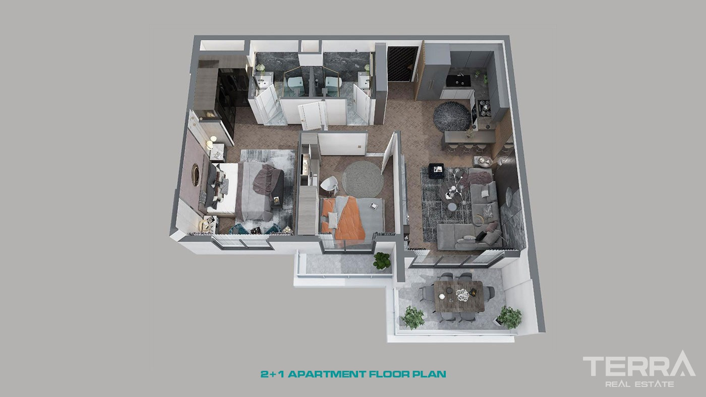 Sun-Soaked Sea View Apartments in Tece, Mersin Close to the Beach - 69116