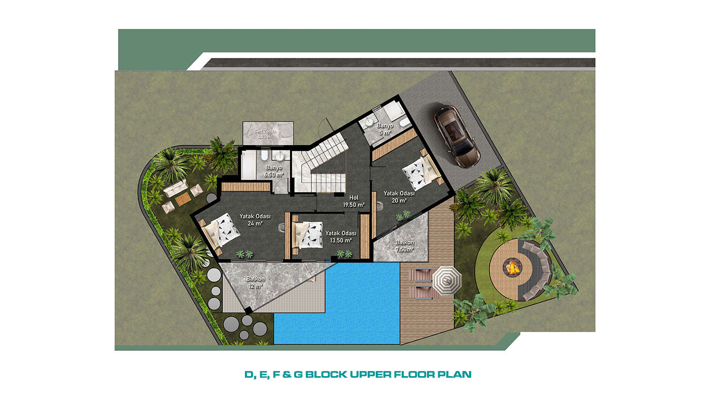 Modernly Designed Alanya Villas Intertwined with Nature in Kargıcak - 69318