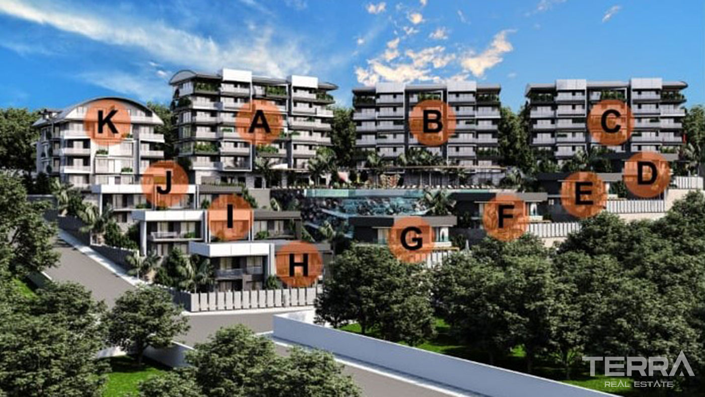 Modernly Designed Alanya Villas Intertwined with Nature in Kargıcak - 75980
