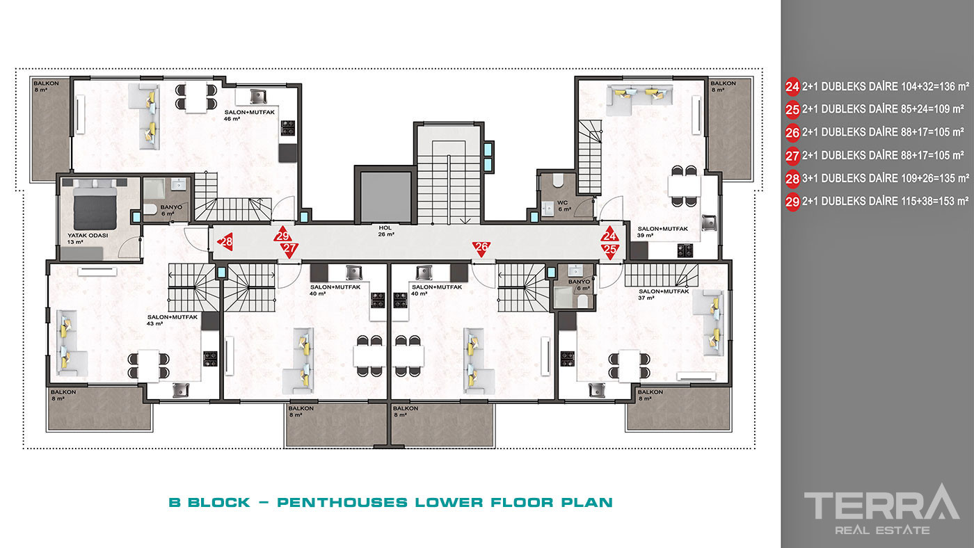 Apartament z widokiem na morze w Kargıcak w Alanyi w pobliżu plaży - 69515