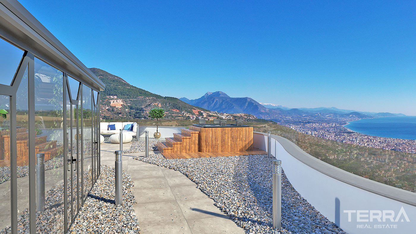Spacious Sea View Villa with Private Swimming Pool in Alanya Tepe - 69798