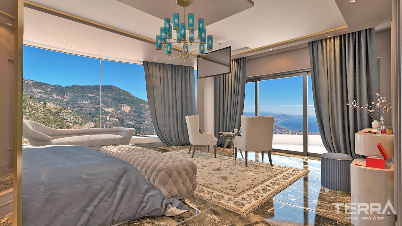 Spacious Sea View Villa with Private Swimming Pool in Alanya Tepe - 69811