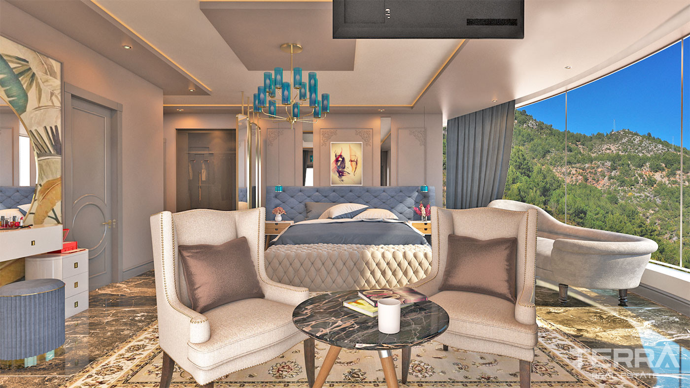 Spacious Sea View Villa with Private Swimming Pool in Alanya Tepe - 69812