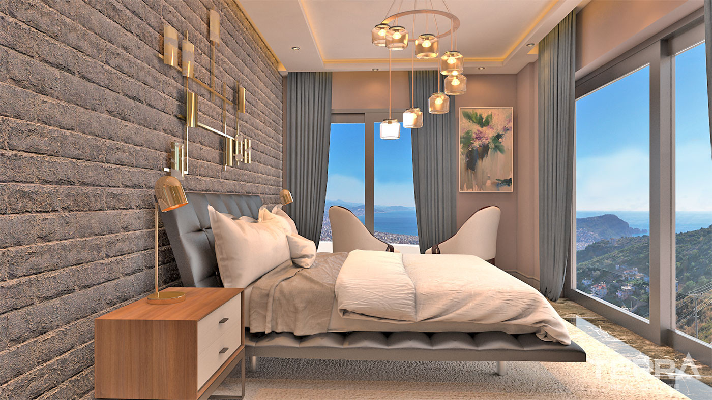Spacious Sea View Villa with Private Swimming Pool in Alanya Tepe - 69819