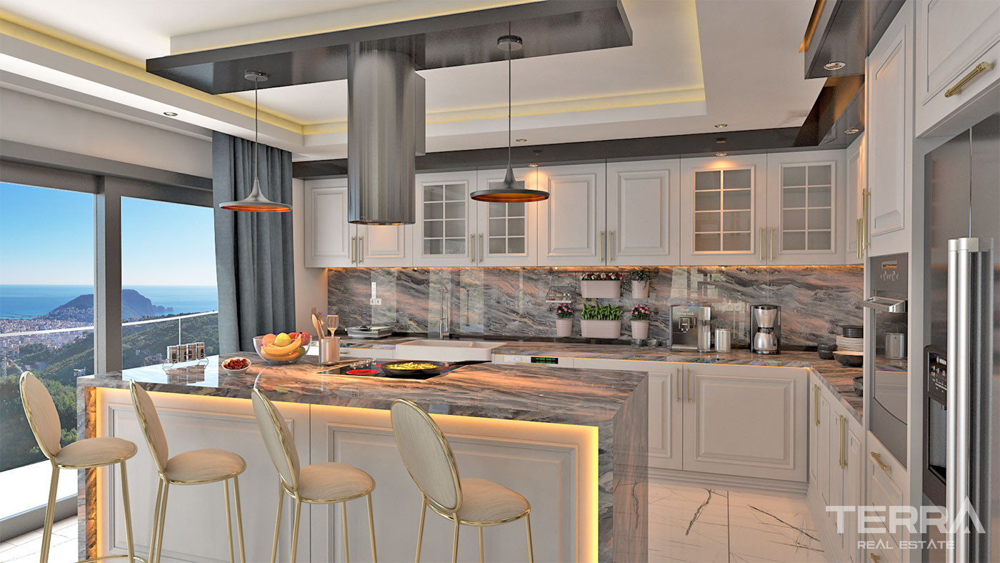 Spacious Sea View Villa with Private Swimming Pool in Alanya Tepe - 69821