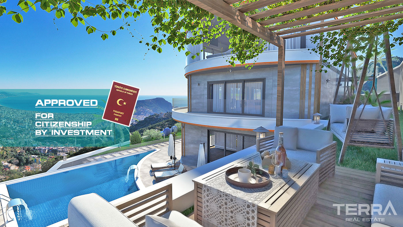 Spacious Sea View Villa with Private Swimming Pool in Alanya Tepe