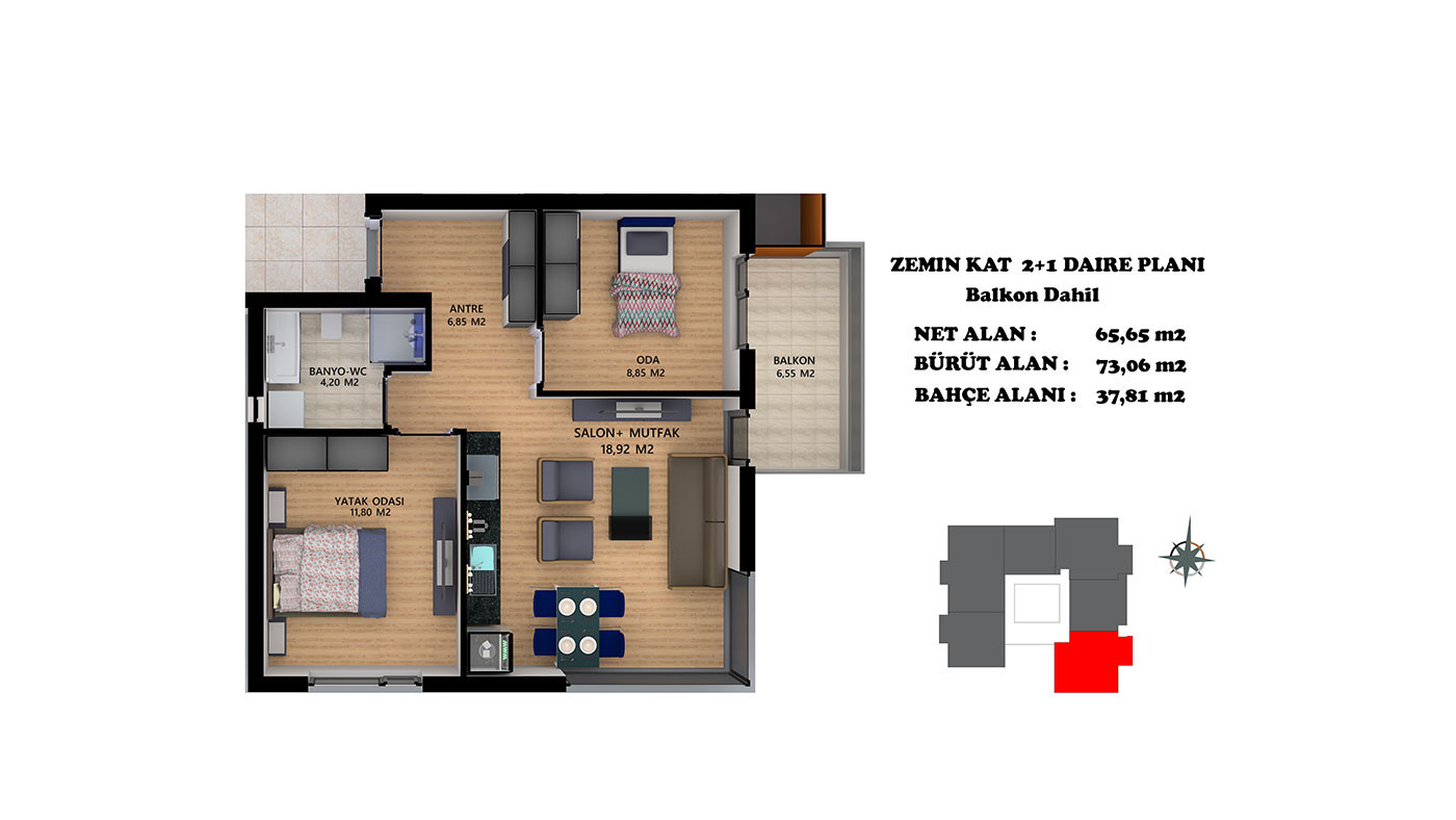 Investment Flats in Antalya Altıntaş with Rich Complex Facilities - 69836