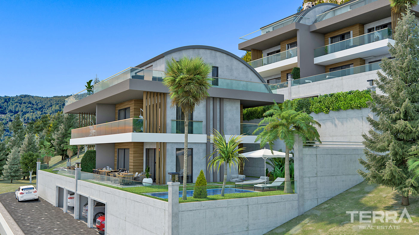 Villen mit Meerblick in Alanya Tepe Entworfen, um Privatsphäre und Komfort zu bieten - 70157