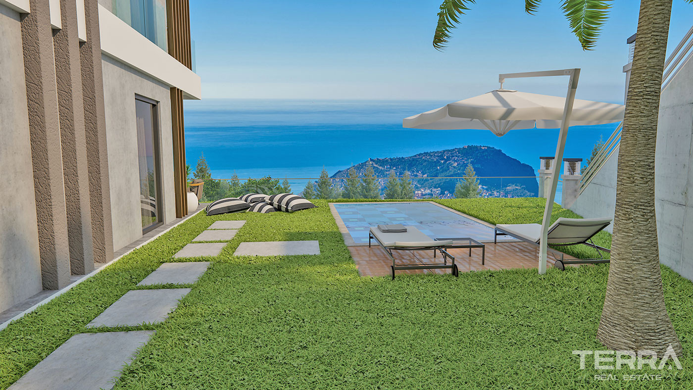 Villen mit Meerblick in Alanya Tepe Entworfen, um Privatsphäre und Komfort zu bieten - 70158